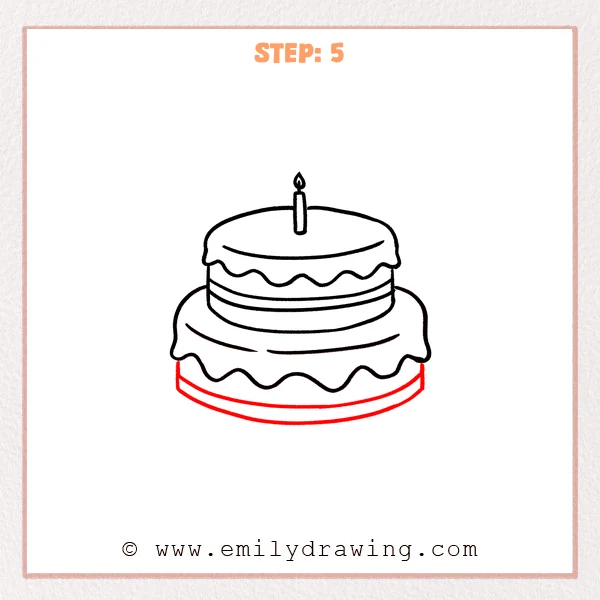 how to draw a cartoon cake - The drawing becomes a two-tier cartoon cake with dripping frosting on the larger bottom layer.